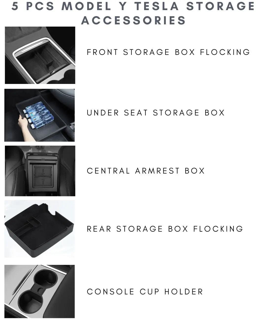 5 Pcs ModelY Tesla storage accessories - Tes Accessories