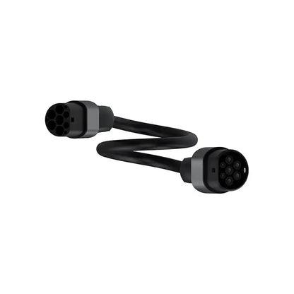 Durable Type 2 to Type 2 EV charging cable, compatible with single-phase and three-phase charging