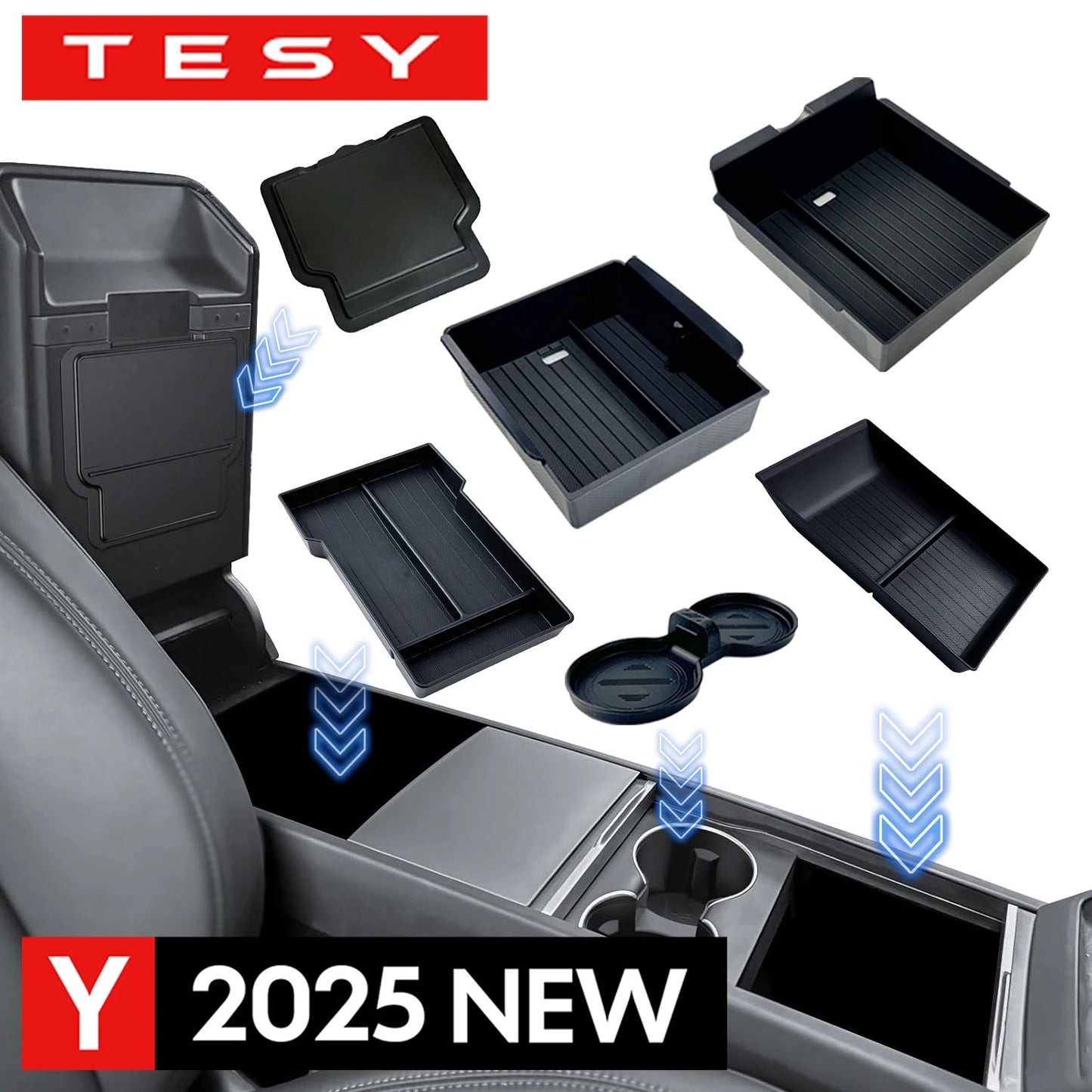 Elevate Your Tesla Model Y with Our Stylish Console & Armrest Storage Box - 2025 Juniper Edition - Tes Accessories