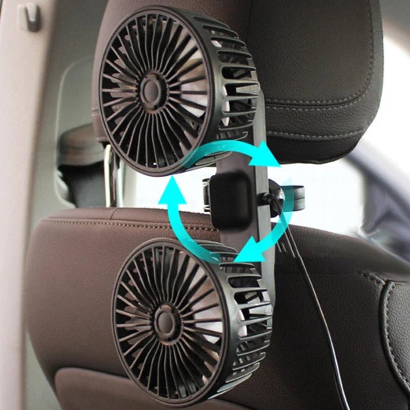 Portable USB Car Fan with 360° Dual Heads - Tes Accessories