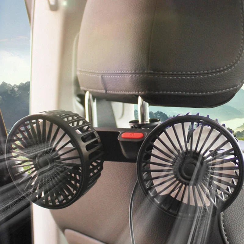 Portable USB Car Fan with 360° Dual Heads - Tes Accessories