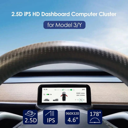 Tesla Model Y HUD Screen 4.6'' High Definition LCD Dashboard Instrument Cluster Speedometer - Tes Accessories