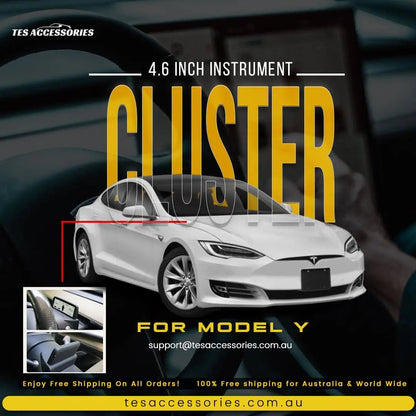 Tesla Model Y HUD Screen 4.6'' High Definition LCD Dashboard Instrument Cluster Speedometer - Tes Accessories